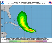 Alerta de huracán por Fiona se amplía de Puerto Rico a República Dominicana